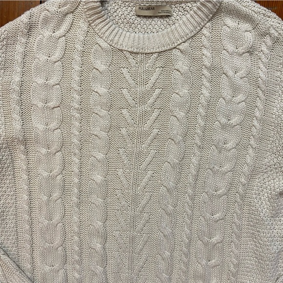 Pull & Bear Women’s Cable Knit Cream Sweater Size M Classic Casual Medium Weight - Picture 2 of 12
